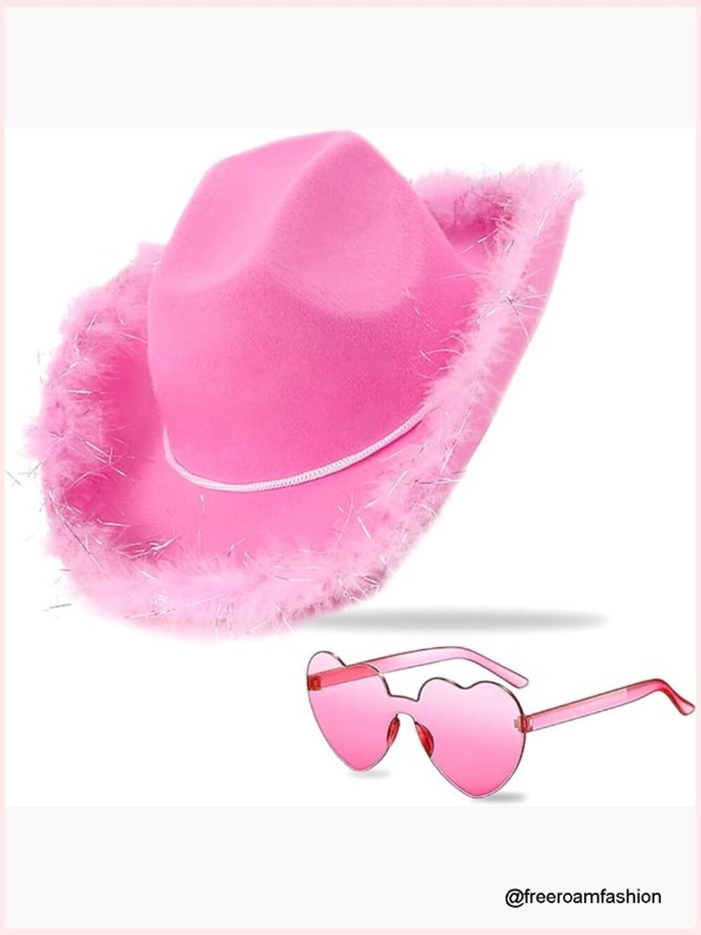 Cowgirl Hat with Sequins Tiara Crown & Heart Glasses Rodeo Party